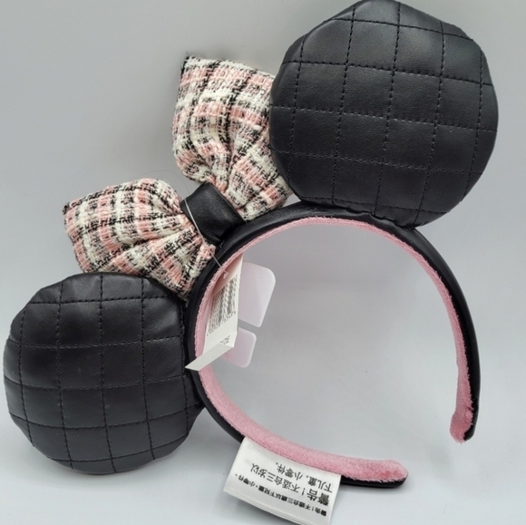 Disney Tweed & Pearl with Bow Minnie Mouse Ear Headband - Picture 2 of 3